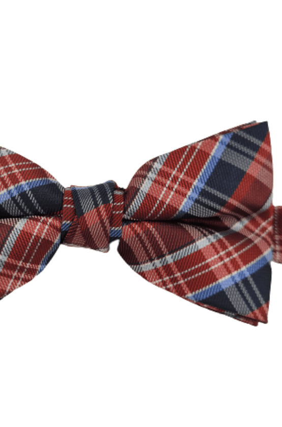 Gravata-Borboleta-Xadrez-Poliester-Vermelha-e-Azul