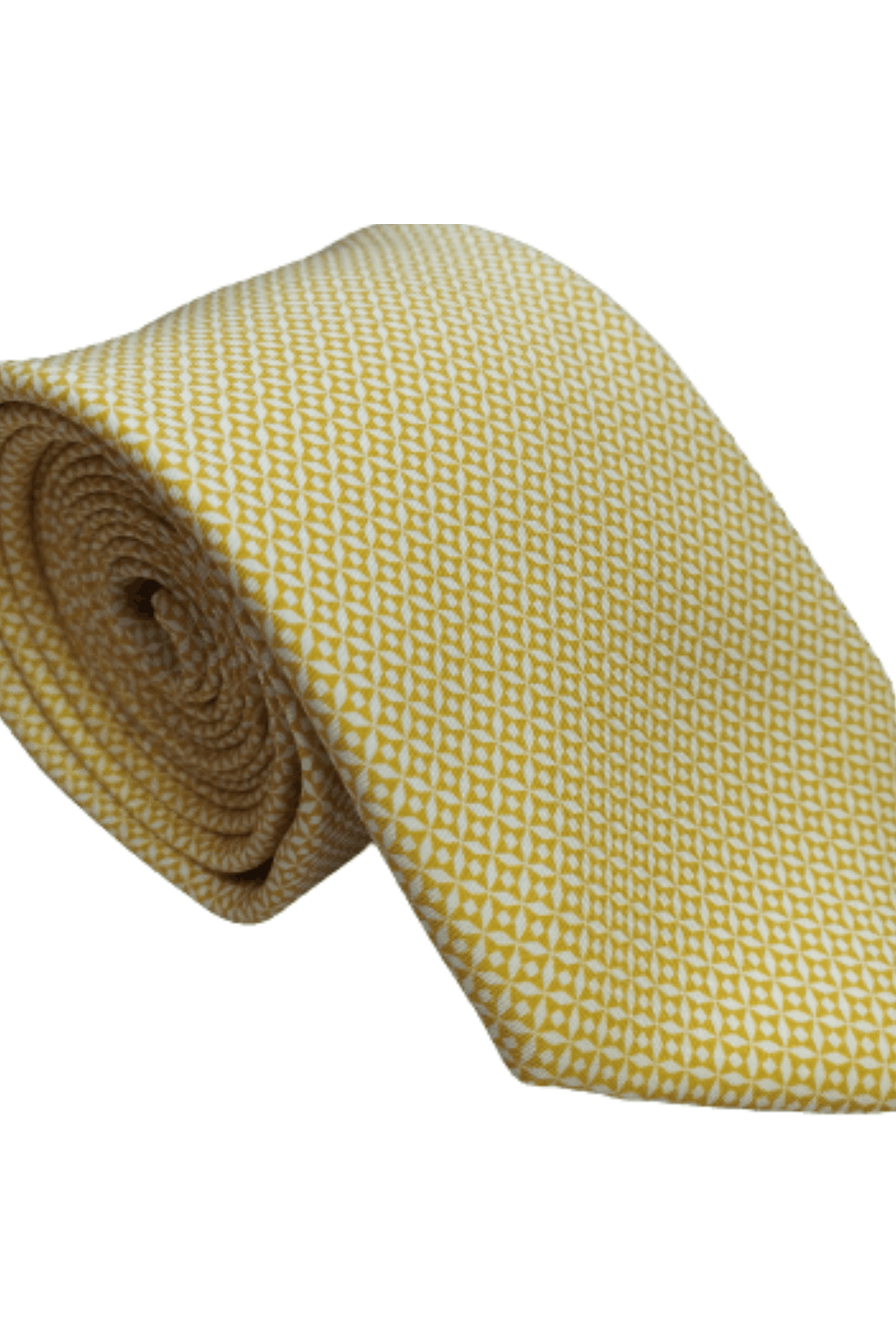 Gravata-Tradicional-Seda-Amarela-com-Desenhos-Brancos